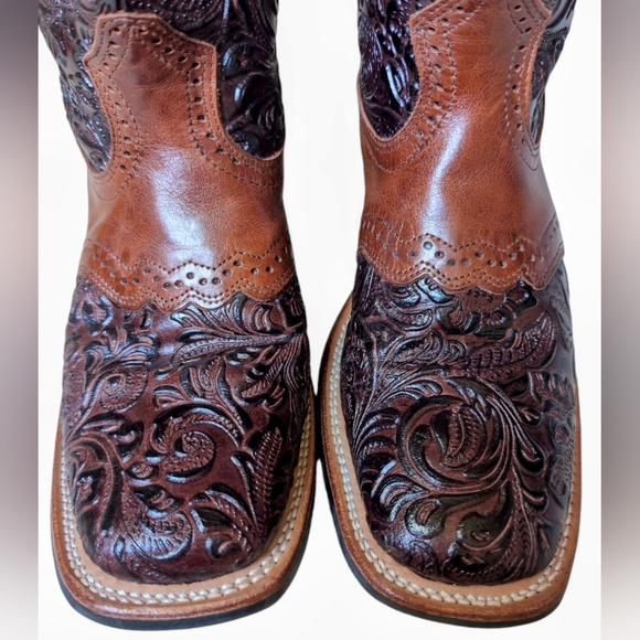 NWOT Boulet Canada Hand Made Hand Tooled Cowgirl Square Toe Women's Size 7 C - Picture 5 of 9